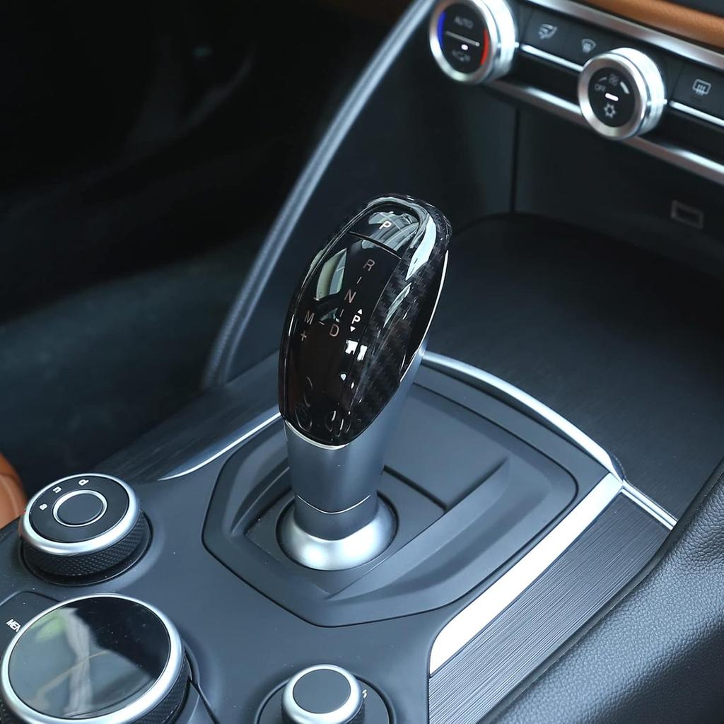 Car Gear Shift Knob Trim Cover Sticker for Alfa Romeo Giulia Stelvio 2017 2018 2019 Carbon Fiber Pattern Car Decoration Accessories