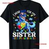 I Wear Blue For My Sister Autism Awareness Dinosaur Boys T Shirt Vintage Washed Stylish Comfortable Versatile Slightly Graphic
