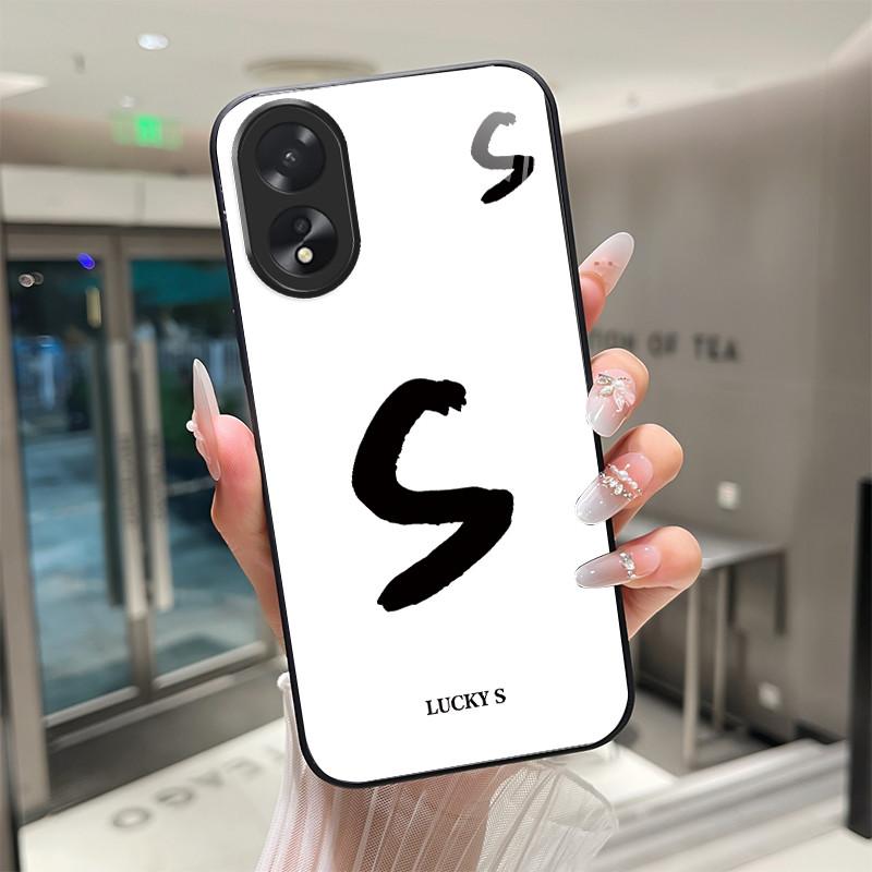 Phone Case For OPPO A18 A38 A58 A78 Back Covers Lucky Letter Protective Case For OPPOA18 OPPOA38 Tempered Glass Soft TPU Shell