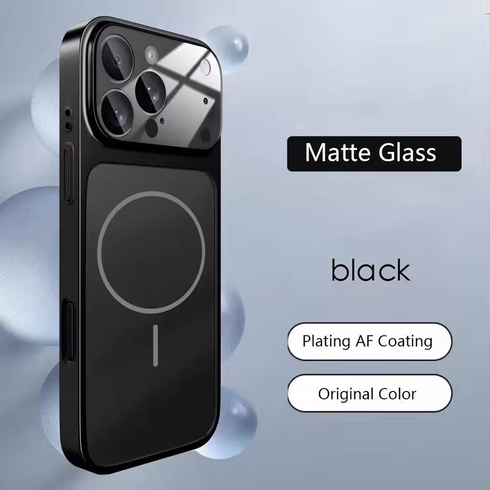 Original Glass Nano Matte Phone Case For iPhone 17 16 15 14 13 Pro Max 17 Air Magnetic For Magsafe Wireless Charging Armor Funda