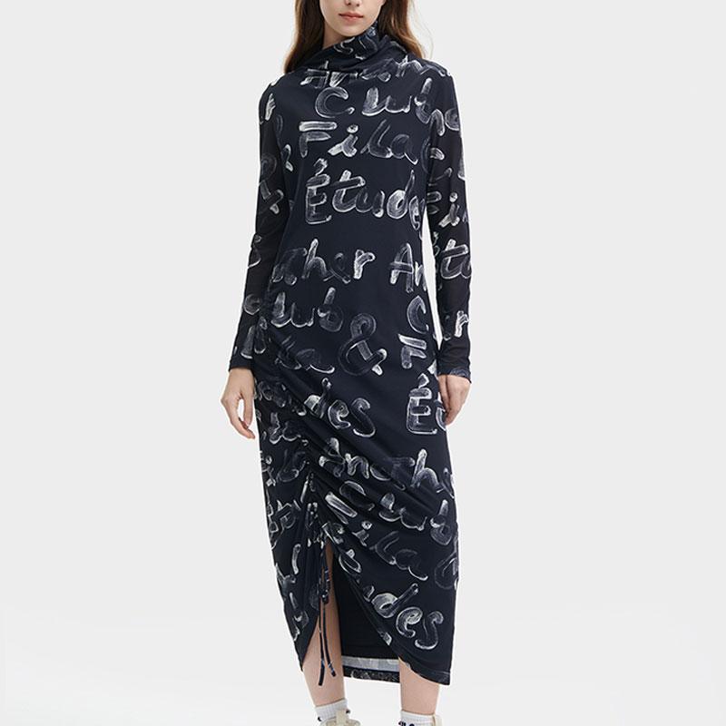 

New FILA Long Sleeved Dresses Women s All Over Print F11W346303F-ZA S