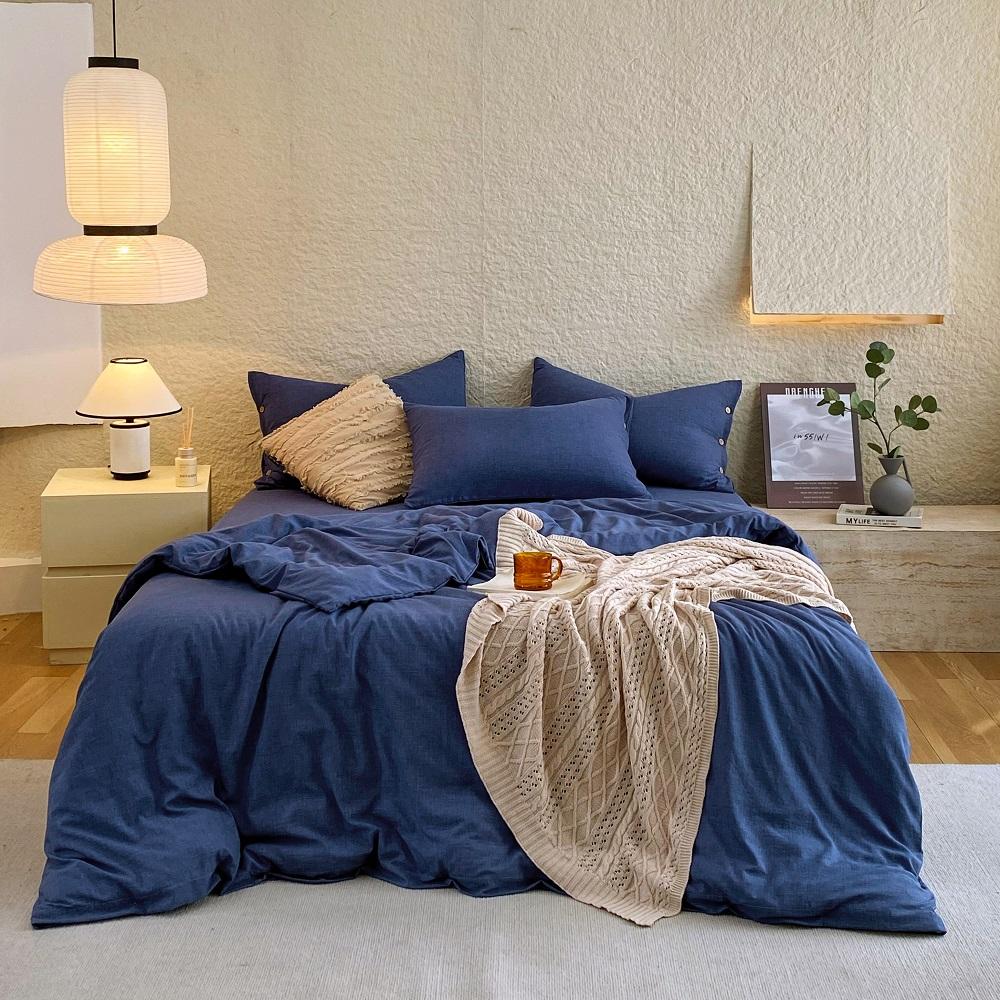 Stone Wash Percale Cotton Turquoise Duvet Cover Set Single Twin Full Queen King Bed
