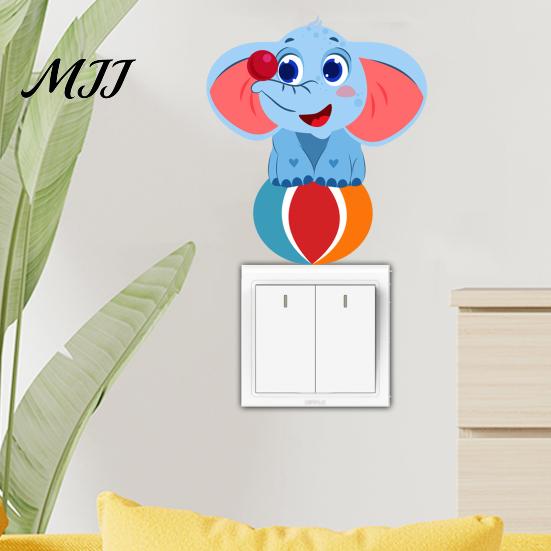 Safety Outlet Protectors for Children Cute Elephant Switch Sticker, Decorative PVC Waterproof Light Decal, Protective Cover Flexible Cut to