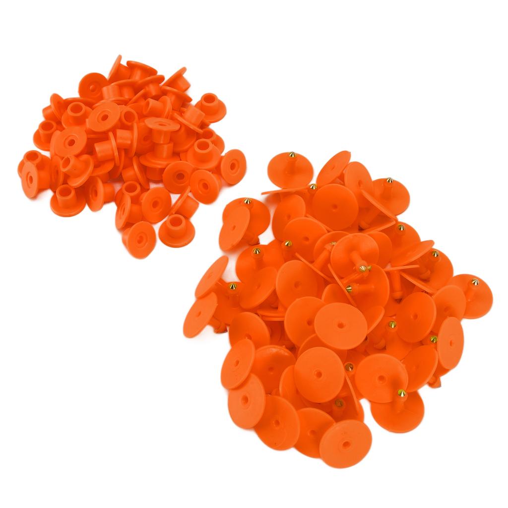 100 BUC Etichete Rotunde pentru Urechi Animale Ușor de Distins și Utilizat Număr Etichete pentru Urechi Animale Portocaliu