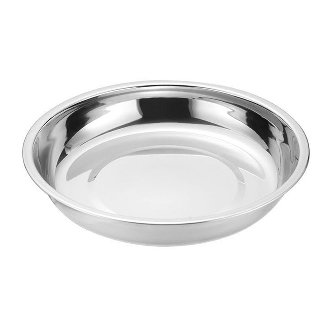 Metal Dinner Plates 304 Stainless Steel Round Camping Plates Thickened Soup Plate Tableware Tool S (16cm)