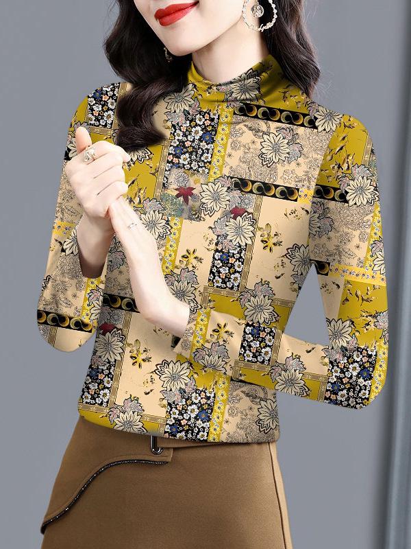 Women's Half-High Collar Plush Base Layer Shirt - Warm, Slimming & Elegant Long Sleeve for Autumn/Winter