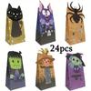 24pcs Halloween Treat Bags Party Tote Bag Packs Trick or Treat Goody Bags with Stickers Gift Bag Halloween Gift Bags Party Favor Bags Gift Wrap Bags