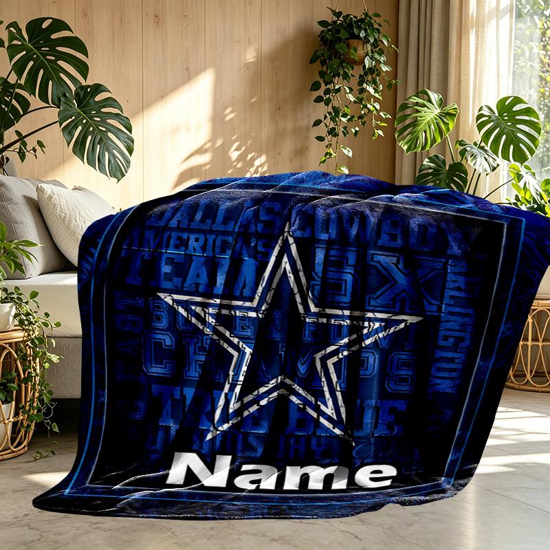 Custom Name Personalized Dallas Cowboys Print Blanket, Home Decor, Bedroom, Sofa, Camping, Couch, Gifts for Birthday ChristmasEnthusiasts