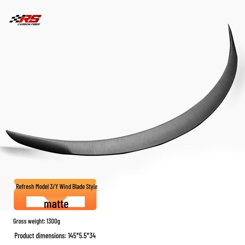 

Tesla Carbon Fiber No-Drill Rear Spoiler with Integrated Foam Molding Model 3 Dry Carbon Spoiler (Standard)
