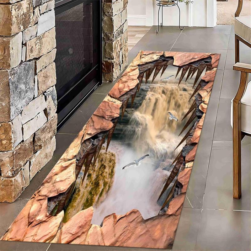VIKAMA Non-Slip Soft 3D Canyon Rug, Durable Stain Resistant Long Mat, Funny Visual Trap Rug for Indoor & Outdoor Use