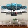 5 Panels Canvas Wall Art Poster Painting Abatract Blue Tree Landscape Home Decor Wallpaper Paining Picture Print Living Room