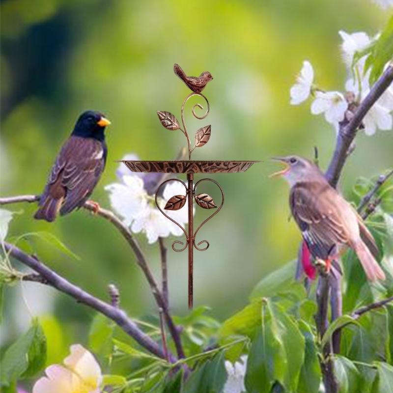 Vintage Iron Bird Feeders Rusts Resistant Durability Feeders with Drainage Holes For Outdoor Garden Decoration
