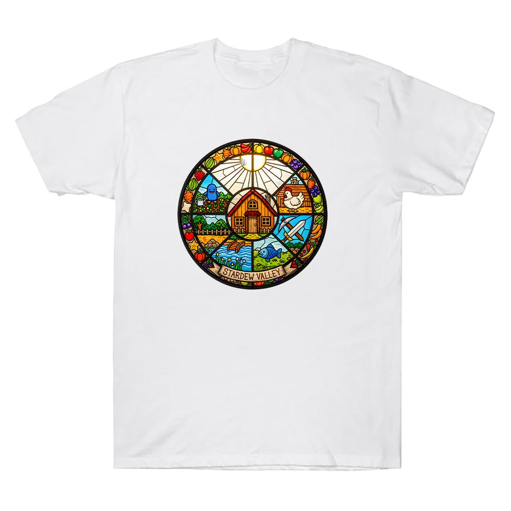 

Cotton Stardew Valley Stained Glass Art T-shirts Summer Comfortable Clothing Women Men O-neck Short Sleeve T Shirts Casual Tops S разноцветный