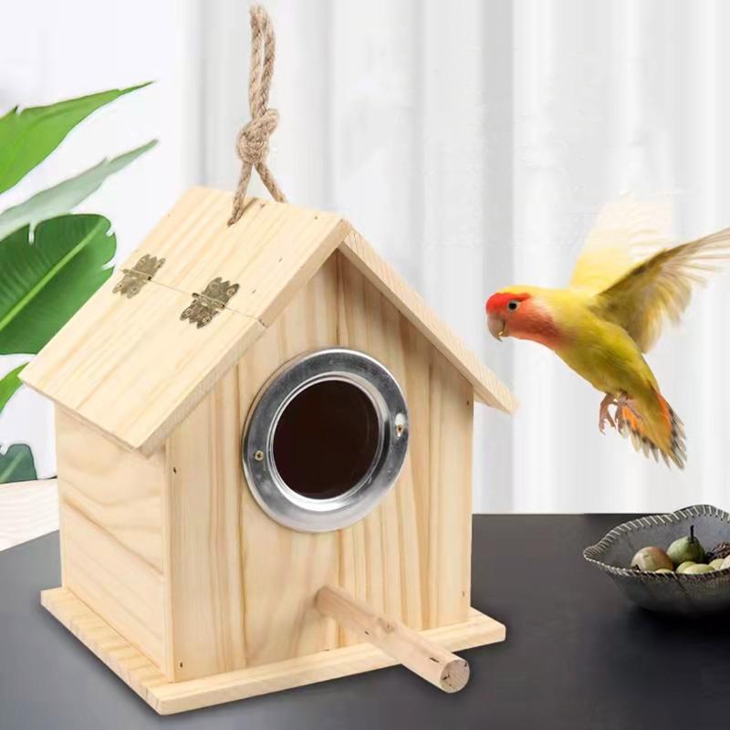 Bird Nesting House For Cage Parakeet Nest Box Bedding Parrot Breeding  Box  Wooden Bird House Pet Bird Nest