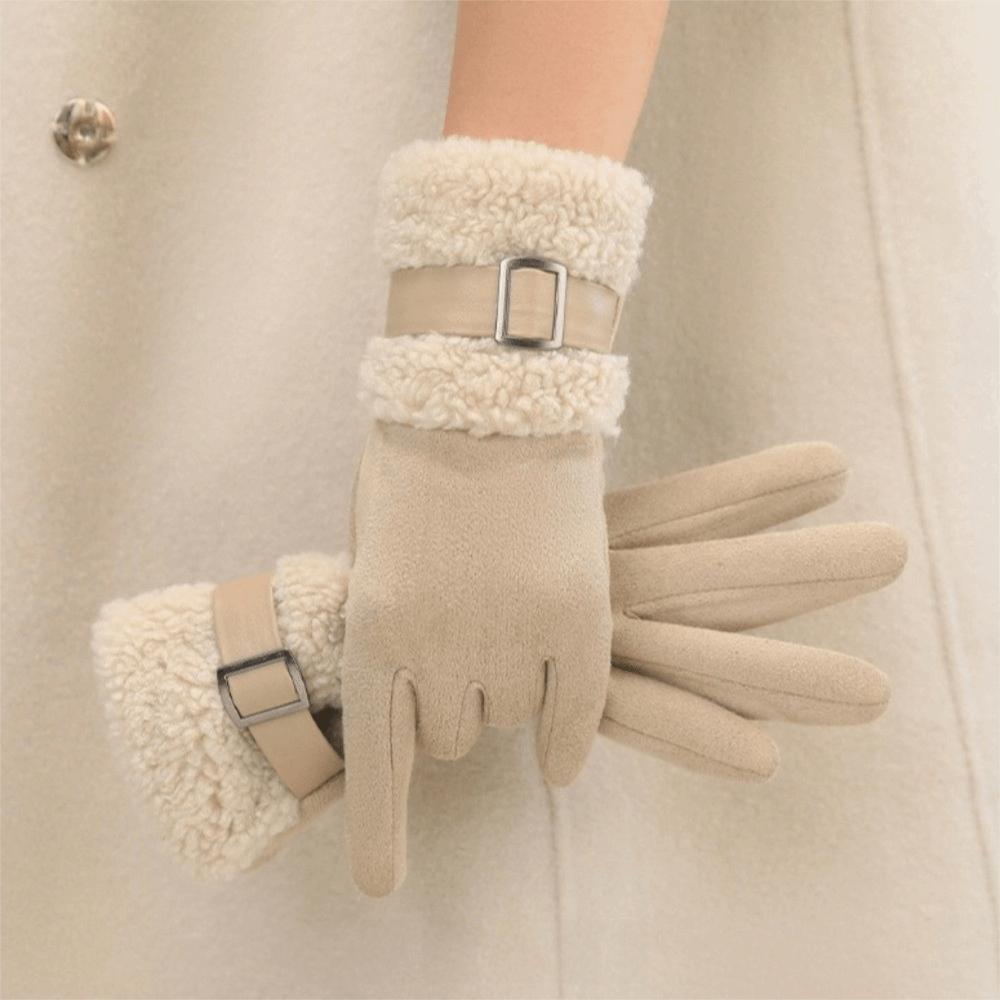 Full Finger Women Suede Gloves Windproof Cycling Mittens Fashion Winter Women's Gloves Girls Gift