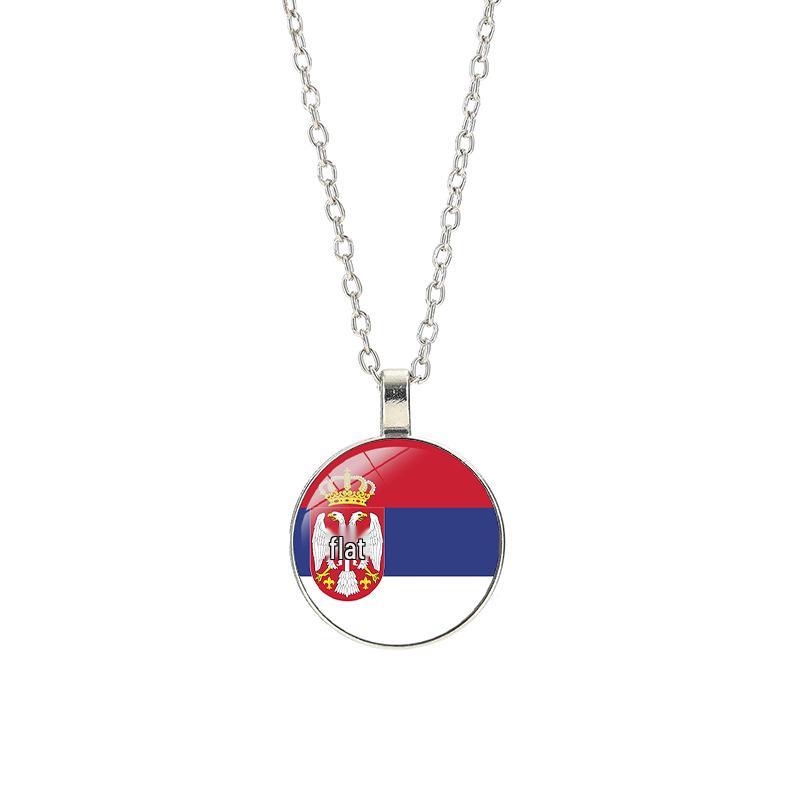 World Cup Top 32 National Flag Necklace - Football Pendant for Men & Women