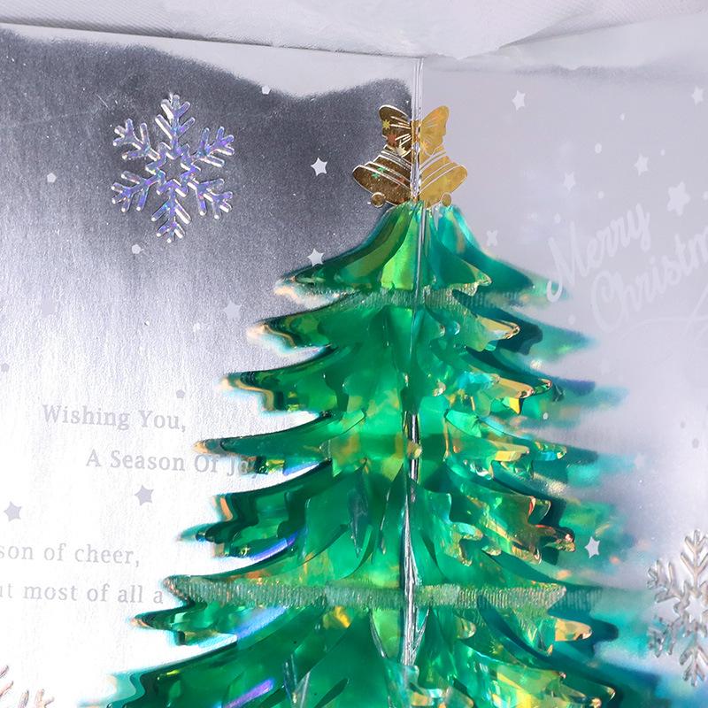 Sparkling Dreamy Christmas Tree Pop-up Greeting Card - Festive Blessing Gift