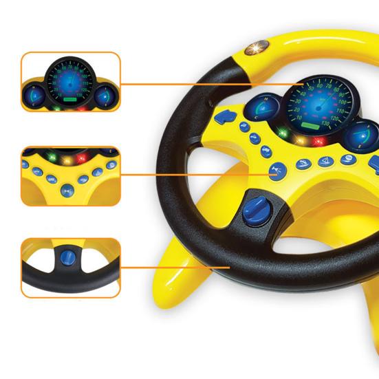 Passenger Seat Steering Wheel Toy with Music Light Kids Car Driving Simulation Wheel Toddlers Pretend Driving Educational Steering Wheel Boys Girls