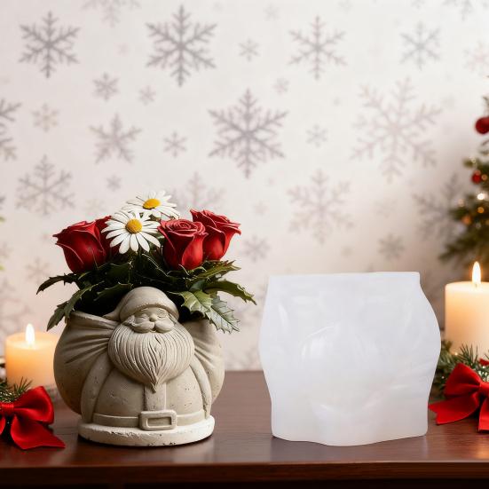 Christmas Santa Claus Epoxy Mold Small Item Storage Candle Container DIY Casting Mold Reusable Holiday Decor