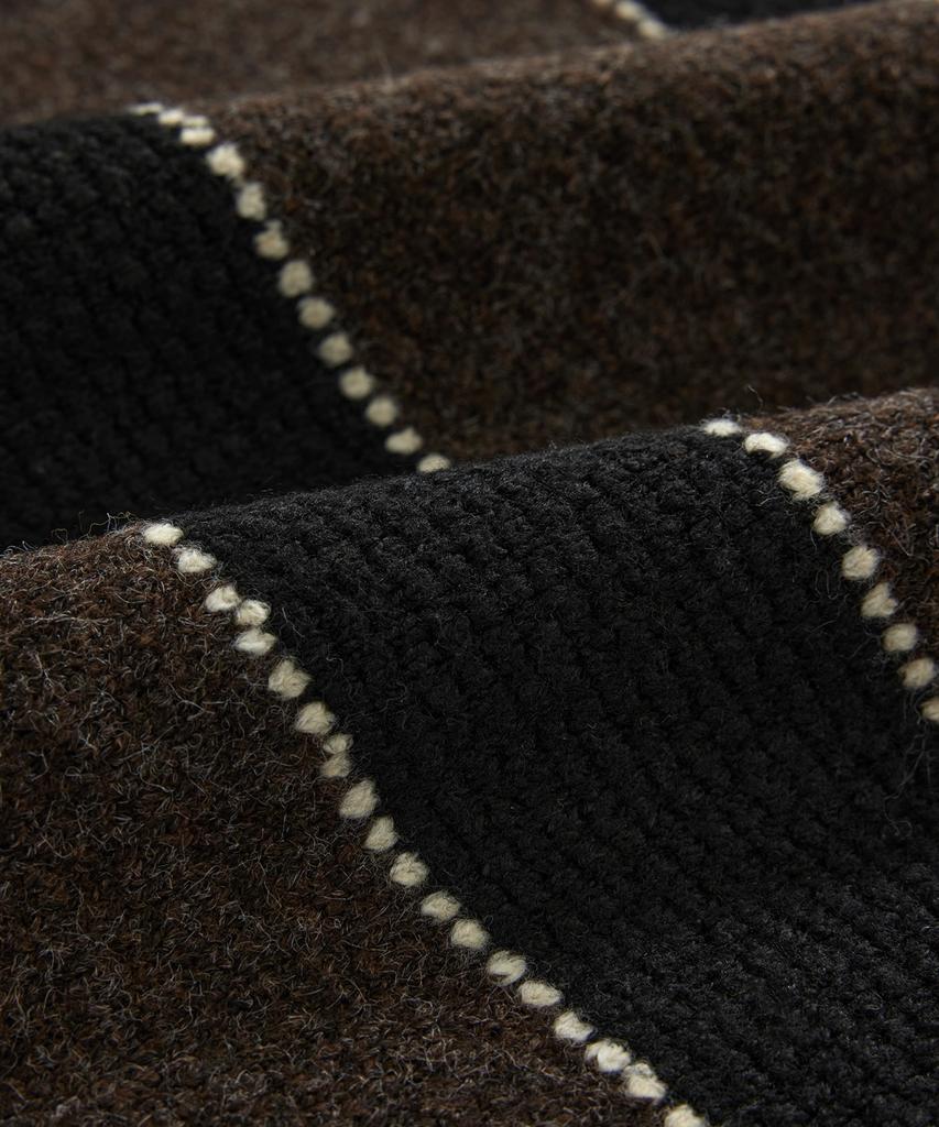 COVERNAT Striped Collar Knit Brown