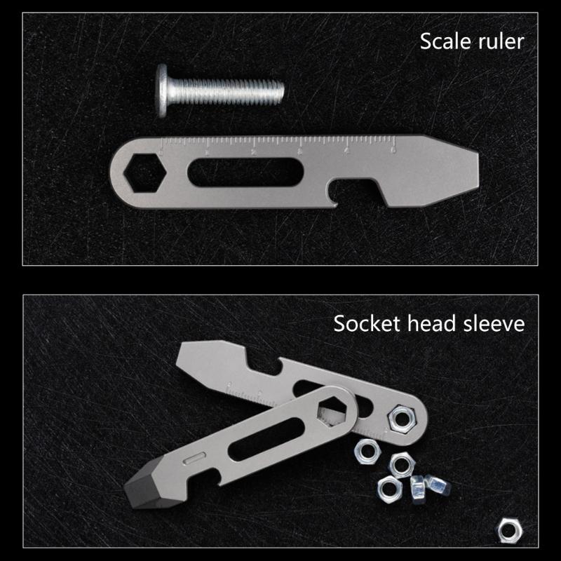 Compactly Titaniums Camping Tool Keychain Screwdriver Bottle Opener Multifunctional Ruler Portable Outdoor Accessory