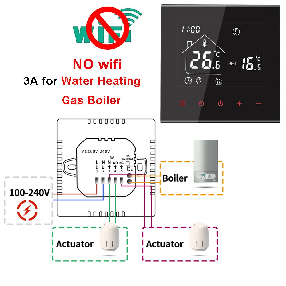 Termostato programable caldera de Gas/eléctrico/calefacción de suelo de agua 3A/16A pantalla LCD controlador de temperatura de suelo cálido