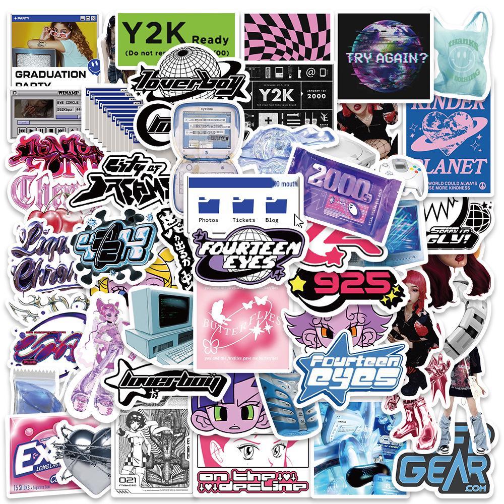 Y2K Style Kawaii Retro Graffiti Stickers for Laptop, Suitcase, and Phone.
