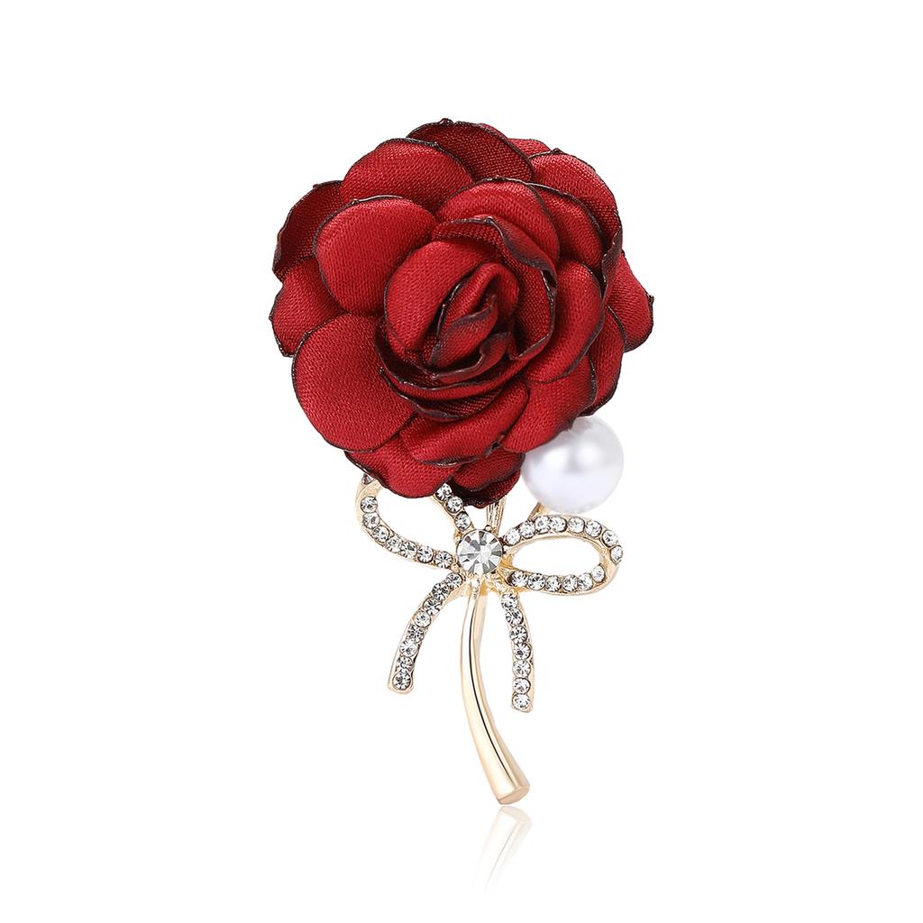 Delicate Alloy Fabric Rose Brooch Temperament Versatile Women'S Suit Coat Corsage Jewelry Pin