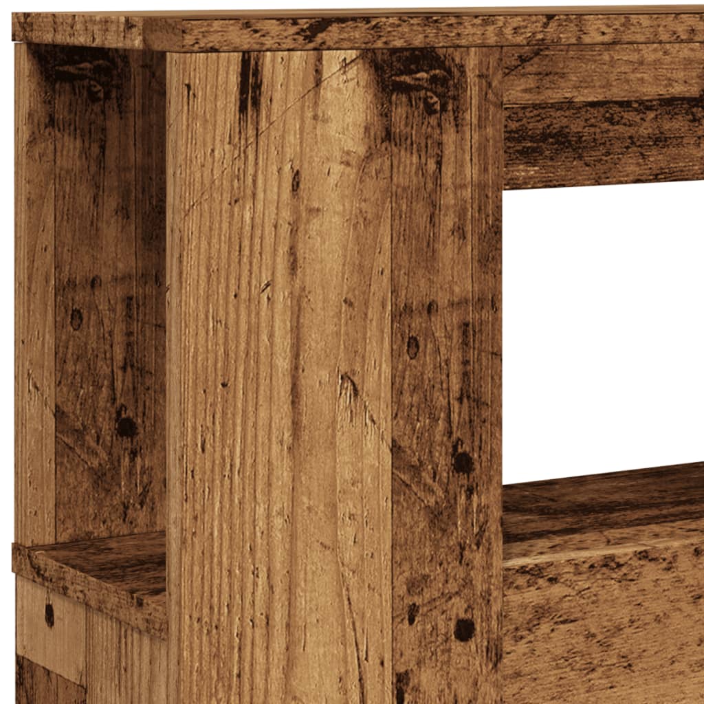 LED Headboard with Rustic Wood Look 140 x 18.5 x 103.5 cm Engineered Wood