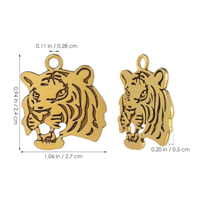 Pack Of 50 Tigers Head Pendant Charm Alloy DIY Jewelry Making Supplies For Necklace Bracelet Craft Projects