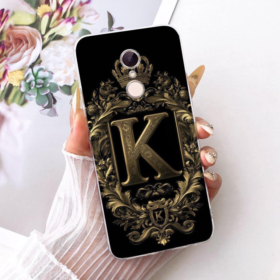 For Redmi 5 Case Cover Transparent Luxury Crown A-Z Letters 2D Flat Pattern Soft Casing For Redmi MDG1 MDI1