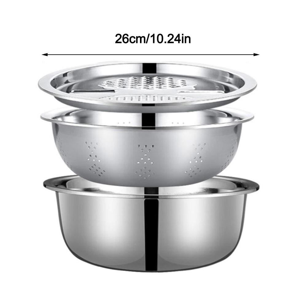 

3Pcs/Set With Strainer Sink Bowl Vegetable Cutting Gadget 3-in-1 Rice Wash Basin 26cm