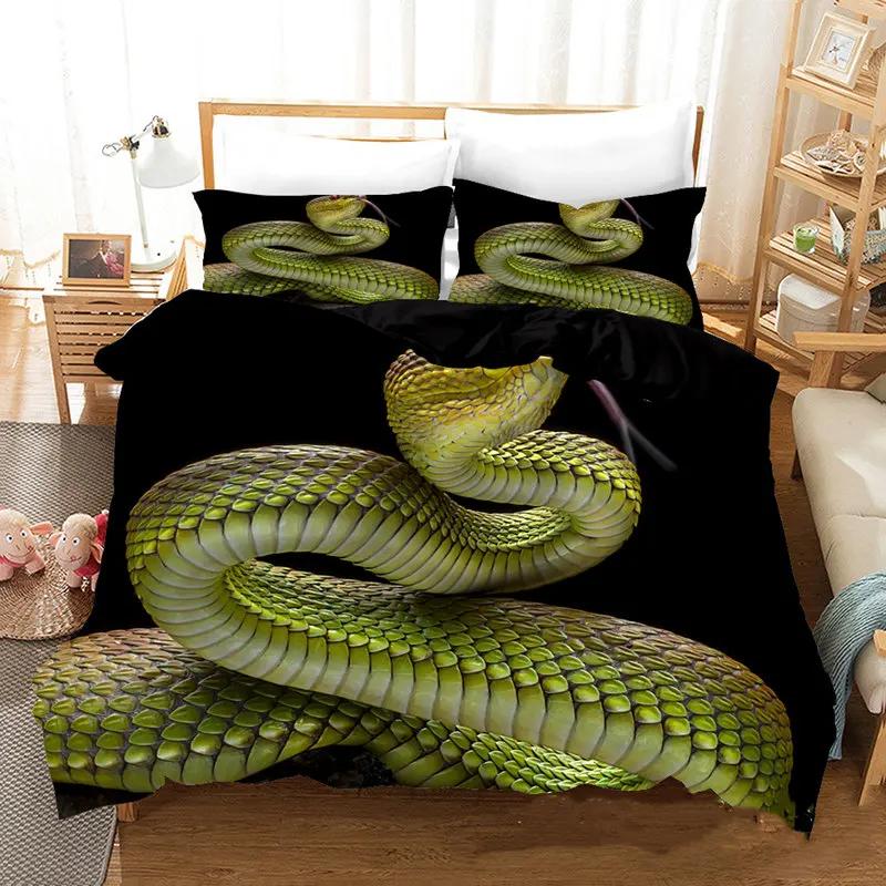Comforter Snake Bedding Set Reptile Wild Animal Comforter Queen Size For Kids Adults Bedroom Room Decor