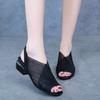 Chunk-heeled Women's Shoes Fish-mouth Breathable Sandals Plus-size Shoes
