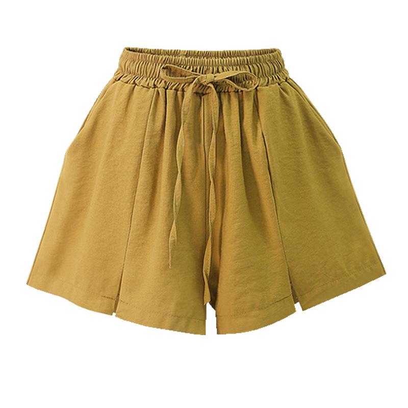 

Women s Summer Chiffon Wide-Leg Split Pants - Lightweight, Slimming, Elastic Waist Casual Wear 4XL жовтий/імбирний