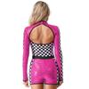 Damen glitzernder pailletten karierter Patchwork Rennfahrer Overall