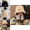 Style Korean White Bucket Hat For Women Warm And Lambswool Cozy