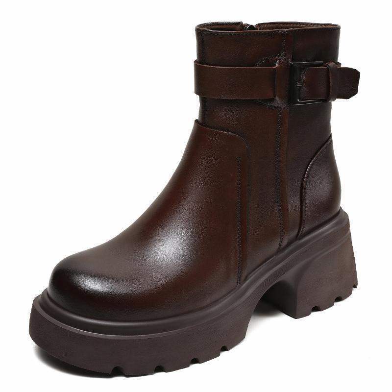 Small thick-soled Martin boots for women's autumn and winter new versatile Chelsea boots British soft leather locomotive short boots for women