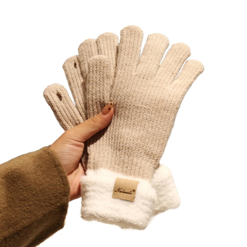 Thick Warm Outdoor Gloves Plush Cold-proof Gloves New Knitted Gloves  Christmas Gifts