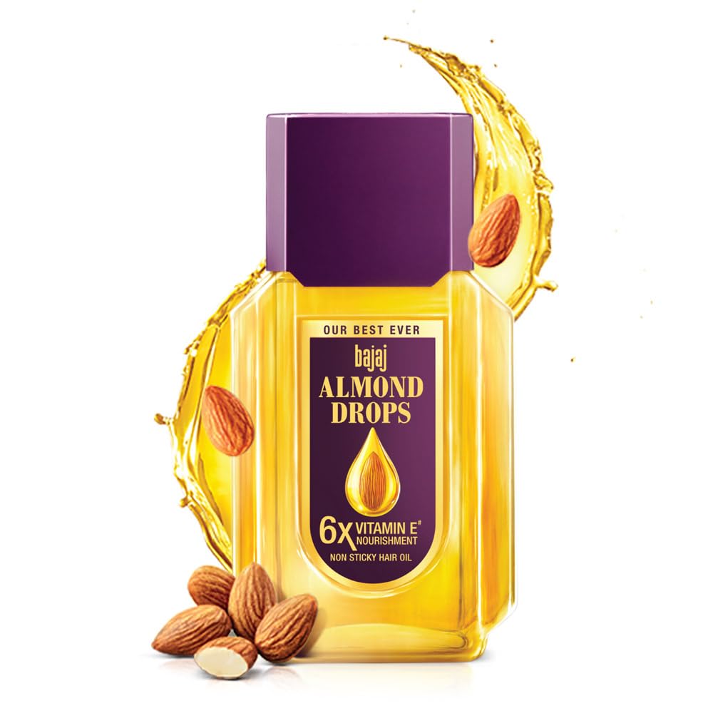 Bajaj Almond Drops Hair Oil 50ml With 6X Vitamin E For Hair Fall Control Light Non Sticky Nourishment