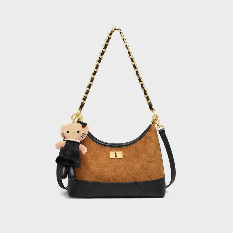Bag Women s New Women s Bag Summer Leather Shoulder Crossbody Bag Premium Commuter Chain Bag коричневый