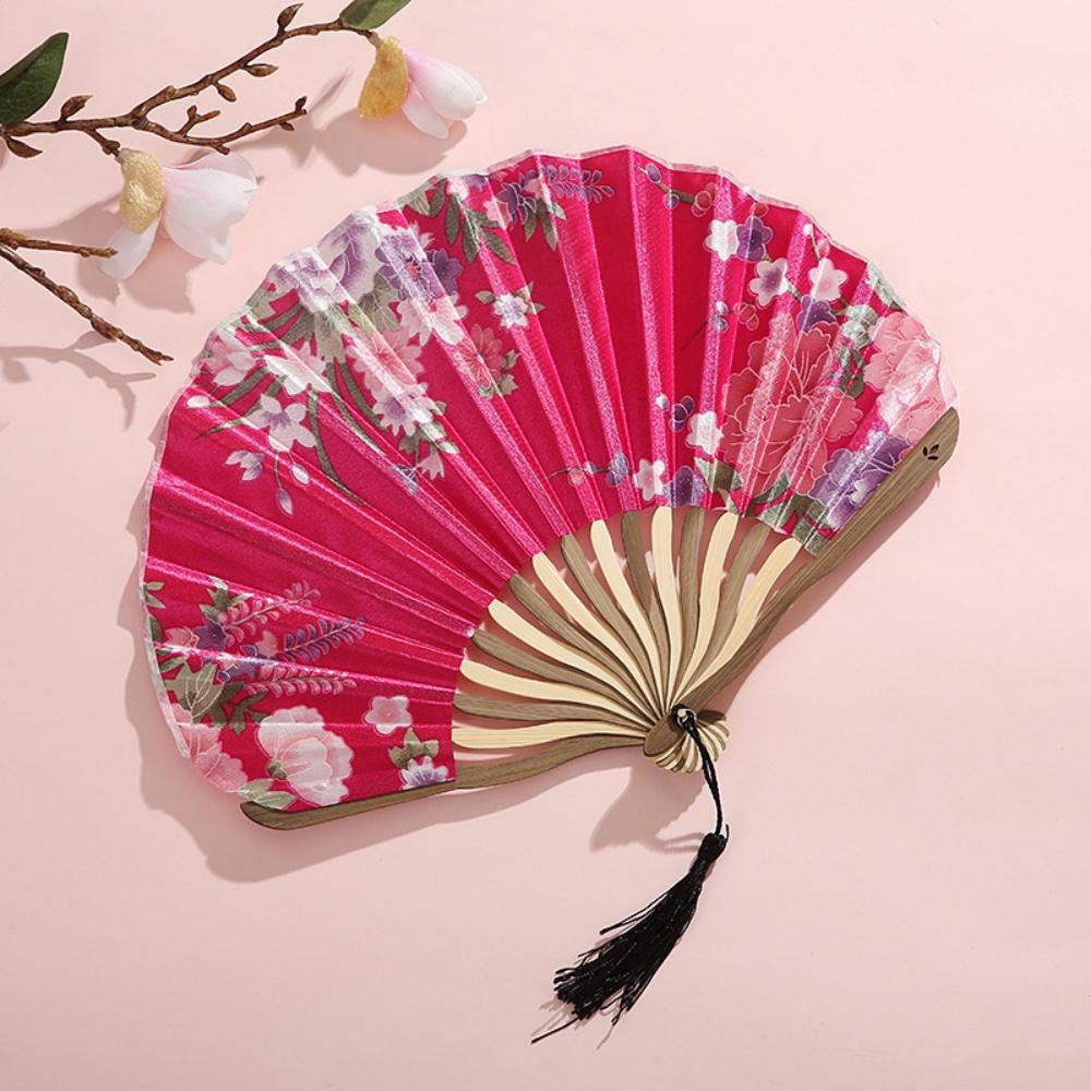 Silk Cloth Hand Fan Elegant Hand Fan Peony Flower Fan Luxurious For Weddings Personal Comfort Dance Recitals
