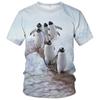 Summer New Penguin Pattern Men's T-shirt Fun Element Round Neck Extra Large Comfortable Short sleeved Top