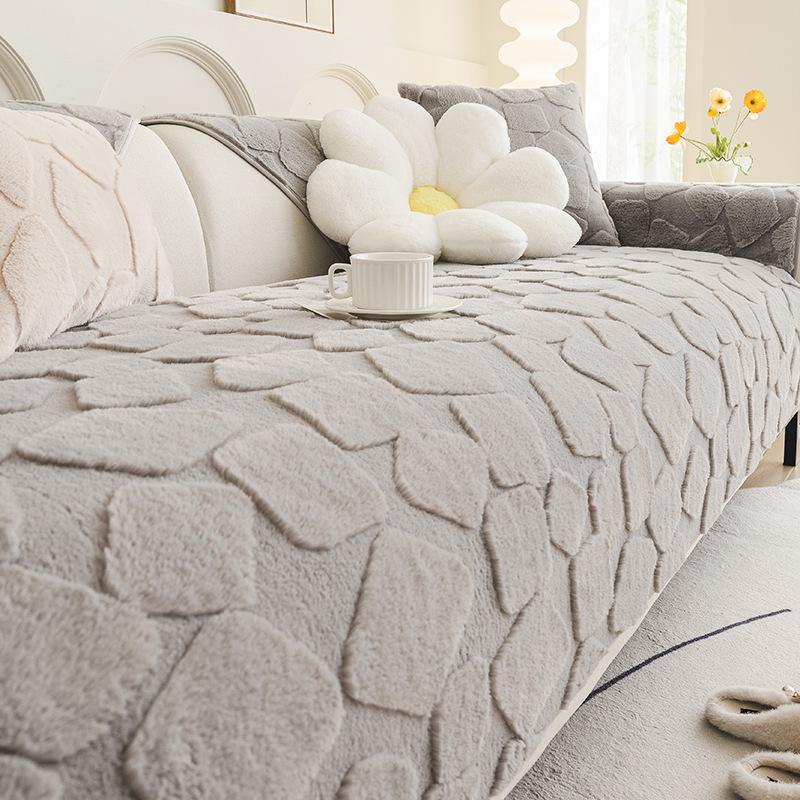 

Осенне-зимняя утолщенная диванная подушка, однотонный чехол для дивана с геометрическими блоками, нескользящая декоративная плюшевая диванная подушка для гостиной 70x70