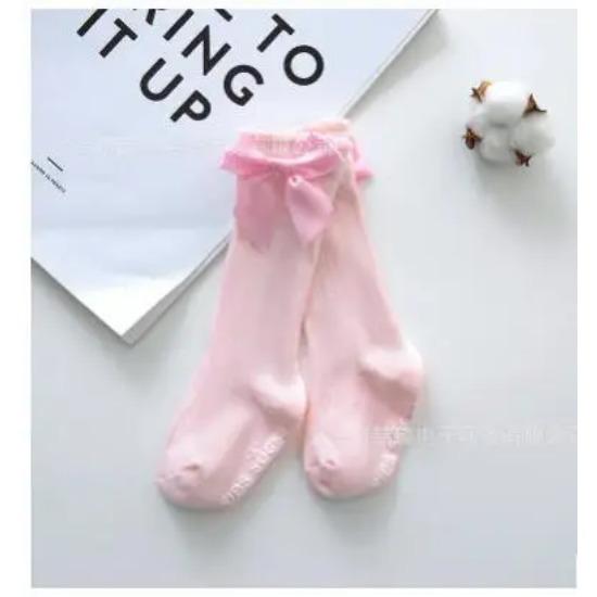 Baby Girls Kids Winter Non-slip Socks Bow Summer Spring Mesh Newborn  Terry Cotton Sokken Princess Knee High Long Socks