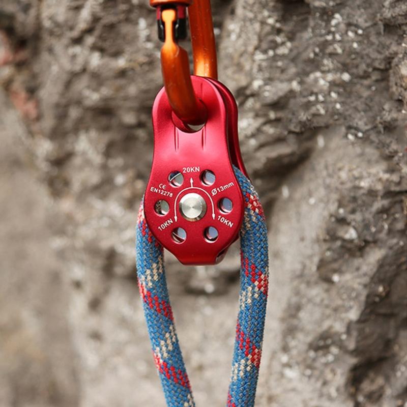 Aluminum Alloy Fixed Single Pulley Great for Rappelling Tree Climbing Strap