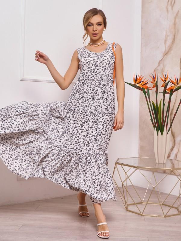 

Принтований розкльошений сарафан у підлогу ISSA Plus S чорний