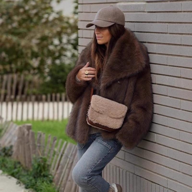 Neuer weicher Fuchspelzmantel lässig vielseitig umweltfreundliche Pelzjacke Winter warm Kunstpelzmantel