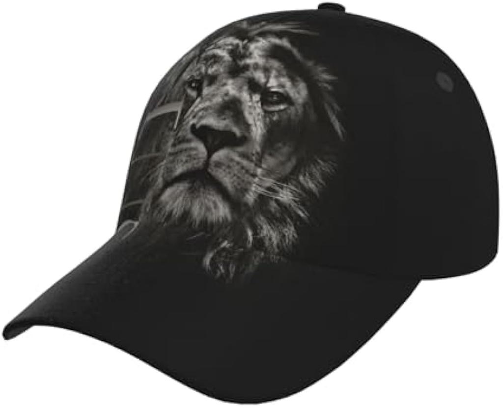 Black White Lion Portrait King Cap Men Baseball Cap Cool Sun Hats Adjustable Cap Mens Hat Trucker Hat King for Women Men