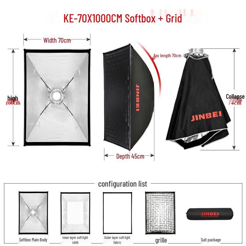 JINBEI Bowens Mount Deep Grid Foldable Softbox